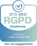 Badge « Site web RGPD conforme » attestant de l’engagement de Brain Ball® en faveur de la protection des données personnelles.